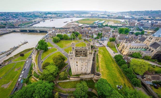 The turret of the mighty Rochester Castle in Kent 