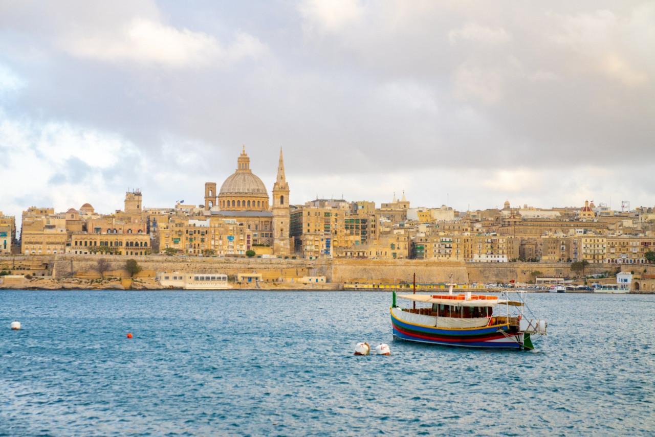beautiful sunset view historic sites by river valletta malta