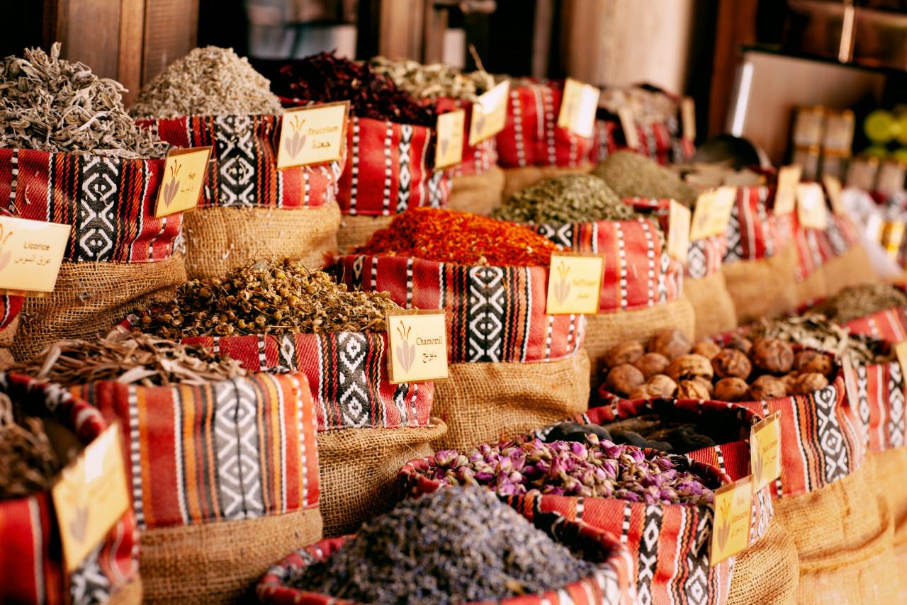 wide selection spices market dubai closeup